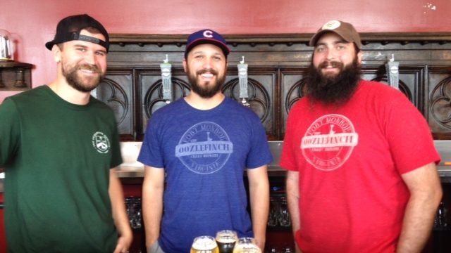 (Left to right) Oozlefinch brew team of Austin Shawinsky, Russ Tinsley, and Ben Baumann